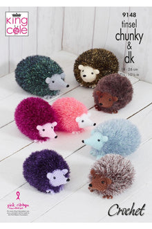 King Cole 9148 Hedgehogs in Dollymix DK and Tinsel Chunky Knitting Pattern