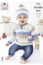 King Cole 5433 Sweater, Cardigan and Hat in Baby Splash DK Knitting Pattern