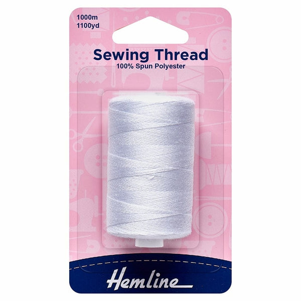 Hemline Polyester Sewing Thread 1000m White