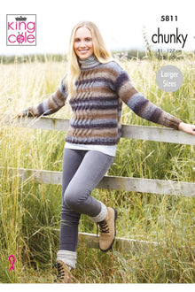 King Cole 5811 Ladies Sweaters in Autumn Chunky Knitting Pattern