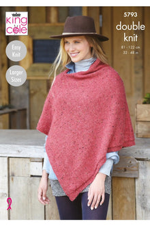 King Cole 5793 Ladies Ponchos in Homespun DK Knitting Pattern (leaflet)