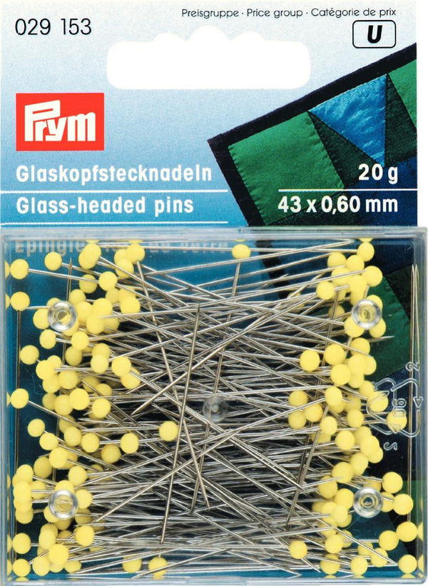 Prym Glass-headed Pins No. 1 extra long yellow 0.60 x 43 mm