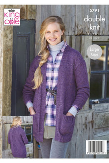 King Cole 5791 Ladies Cardigans in Homespun DK Knitting Pattern (leaflet)