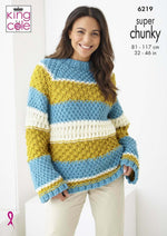 King Cole 6219 Sweater and Cardigan in Big Value Super Chunky (leaflet) Knitting Pattern