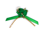 Rose: Trio on Bow with Beads x 5 Bows per pack