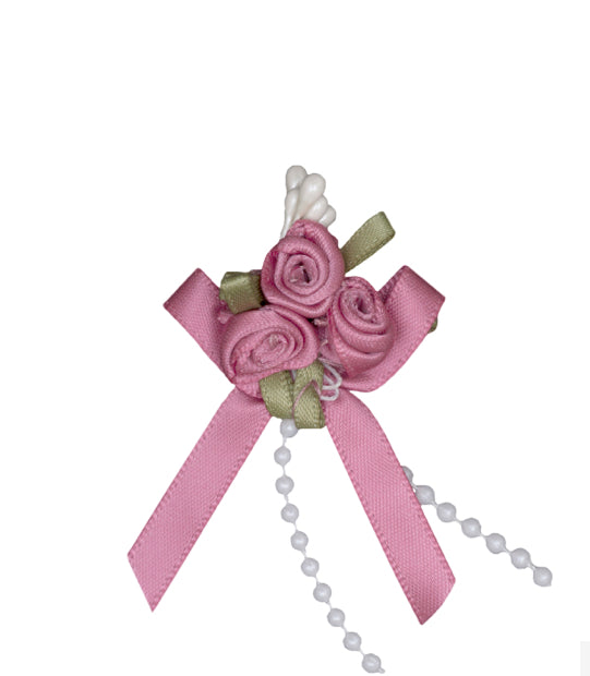 Rose: Trio on Bow with Beads x 5 Bows per pack