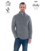 4087 King Cole Mens Sweater & Hoodie in Big Value Chunky Knitting Pattern