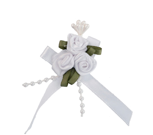 Rose: Trio on Bow with Beads x 5 Bows per pack