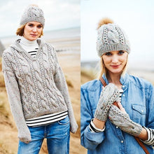 9556 Stylecraft Ladies Aran Hooded Jumper, Hat & Mitts Knitting Pattern