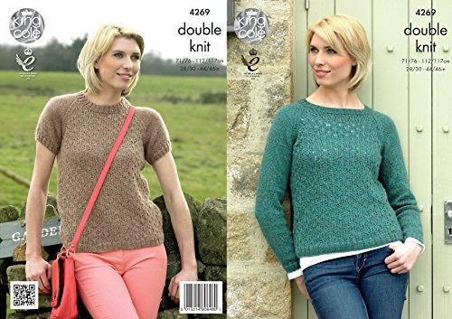 4269 King Cole Ladies Raglan Sweater Double Knitting Pattern