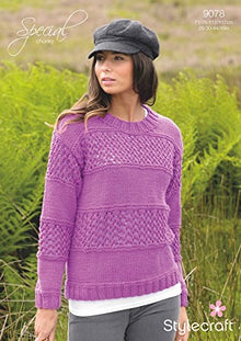 9078 Stylecraft Womens' Lace Panel Sweater in Stylecraft Special Chunky Knitting Pattern