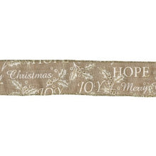 Merry Christmas Holly Natural/Gold 50mm x 1m Ribbon