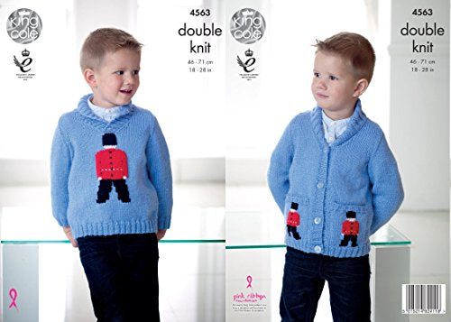 4563 King Cole Children’s Soldier Jumper & Cardigan Double Knitting Pattern