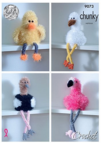 9073 King Cole Flamingo, Ostrich, Stork & Duck Chunky Knitting Pattern