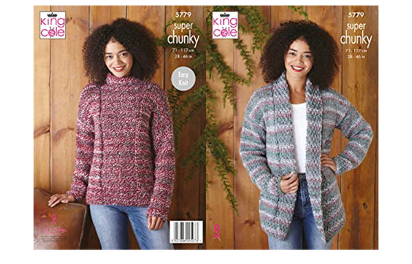 5779 King Cole Jacket and Sweater in Christmas Super Chunky Knitting Pattern