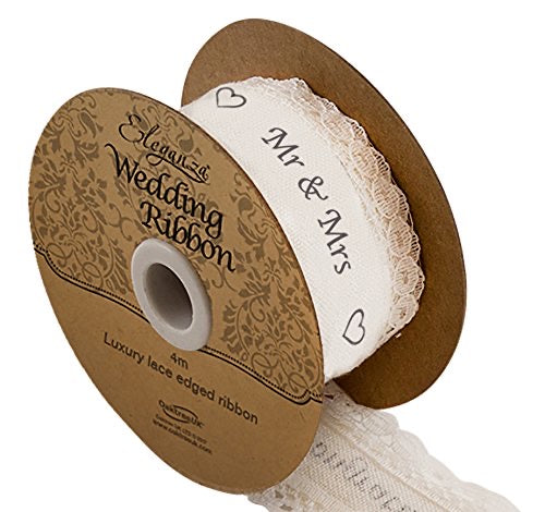 Eleganza Cotton Lace Mr & Mrs Reel of Ribbon