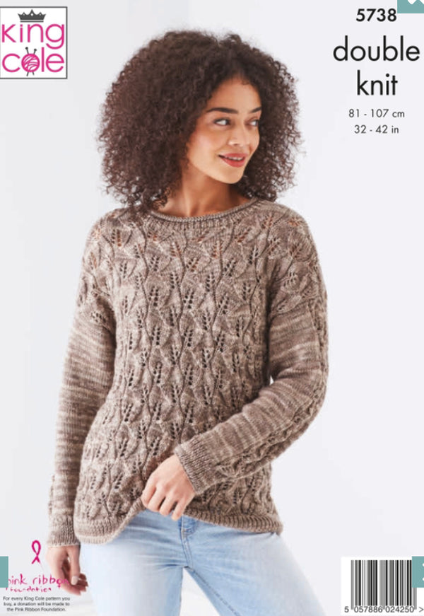 5738 king Cole Island Beaches Ladies V-Neck & Round Neck Jumper Knitting Pattern