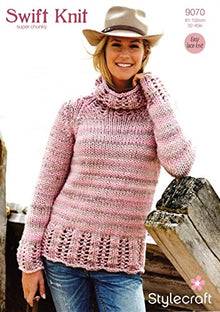 9070 Stylecraft Super Chunky Ladies Sweater Pattern