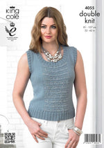 4055 King Cole Ladies Sweater and Slipover Knitted in Baby Alpaca DK & Cosmos Pattern