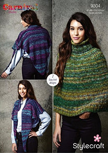 9304 Stylecraft Chunky Cape and Reversible Poncho Knitting Pattern