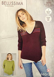 9584 Stylecraft Ladies V-Neck & Crew Neck Double Knitting Pattern