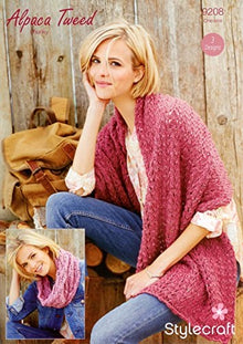 9208 Stylecraft Alpaca Tweed Chunky Accessories Knitting Pattern