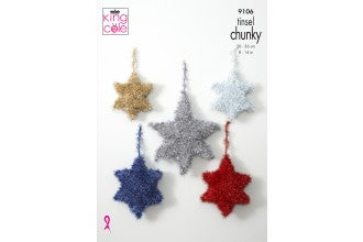 9106 king Cole Tinsel Chunky Star Knitting Pattern