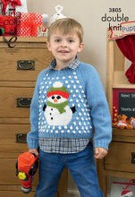 3805 King Cole Children’s Santa and Snowman Christmas Jumper/Sweater Pattern#Doubleknitting#DK