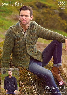 8668 Stylecraft Men’s Super Chunky Cardigan Knitting Pattern