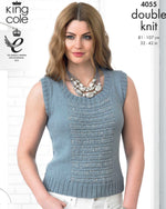 4055 King Cole Ladies Sweater and Slipover Knitted in Baby Alpaca DK & Cosmos Pattern